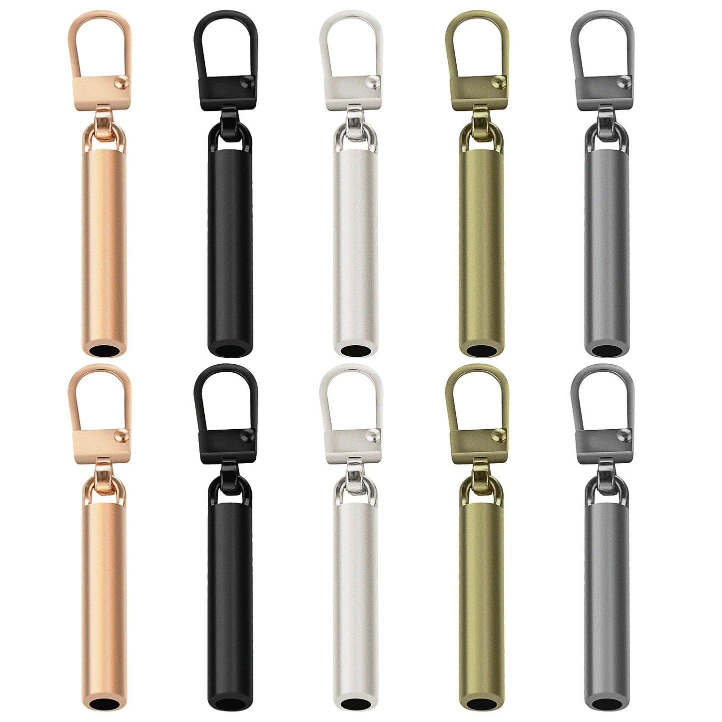 simarro Zipper Pull Replacement, 10 Pcs Metal, Detachable Design, Multifunctional, 5 Colors