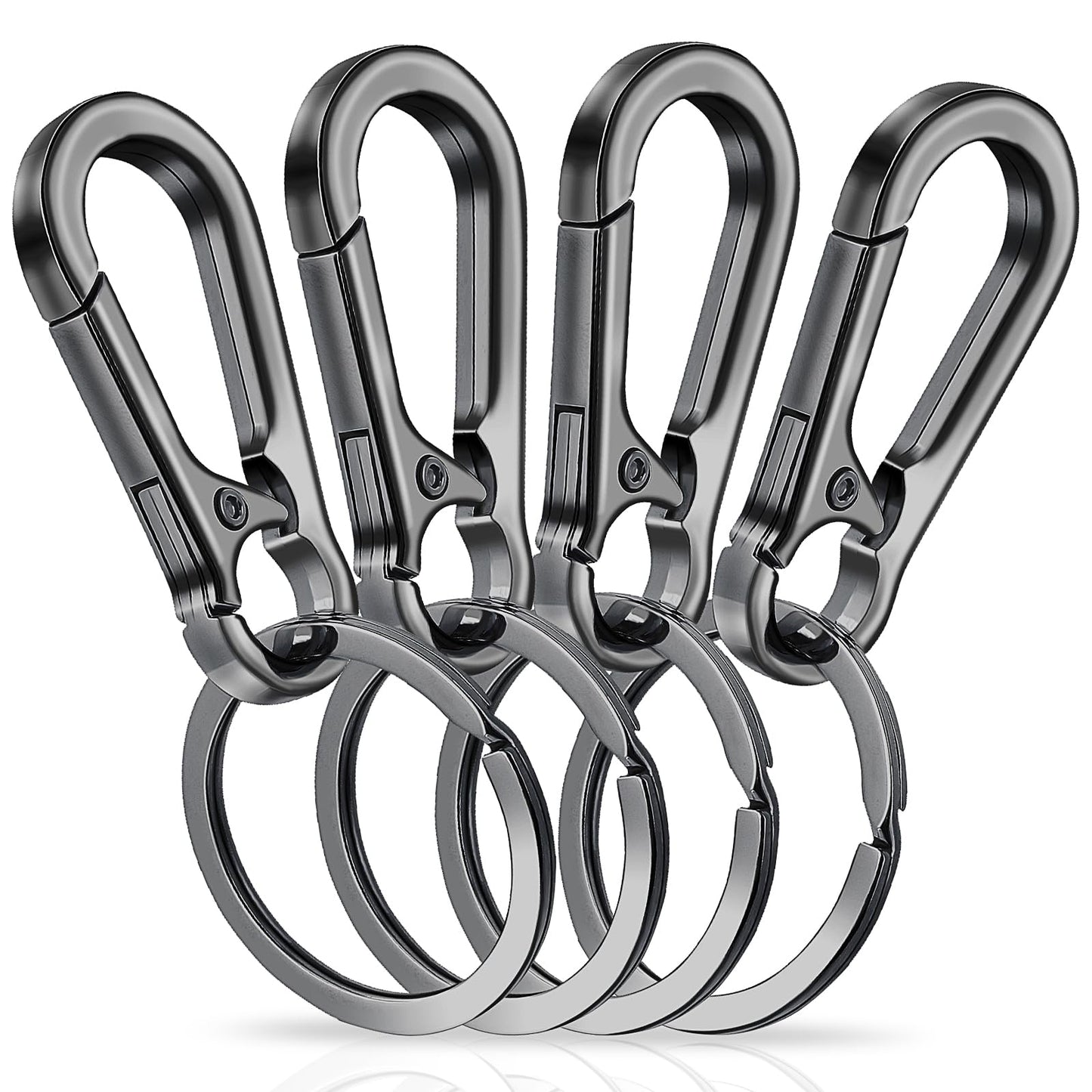 GEEHUA 4 Pcs Heavy Duty Metal Keychain, Carabiner Zinc Alloy Key Chain with Keyring Quick Release Clips Stainless Keyring Holder Organizer Car Key Finder Hook Keys Clip for Men Women(4)
