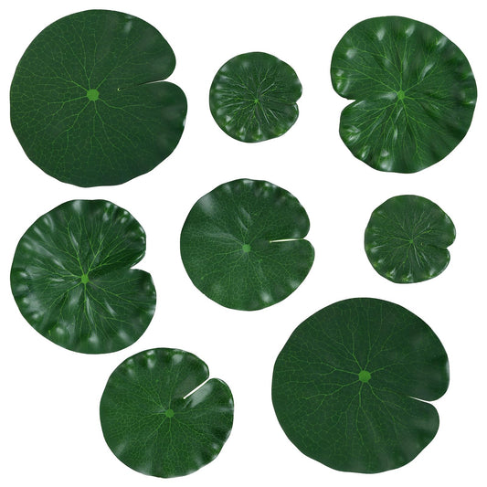 HJZHII 8PCS Artificial Lotus Leaves, 4 Sizes Artificial Lily Pads Plastic Floating Lily Pads Realistic Water Lotus Decor for Pond Fish Pool Garden Landscape Aquarium Water Decoration