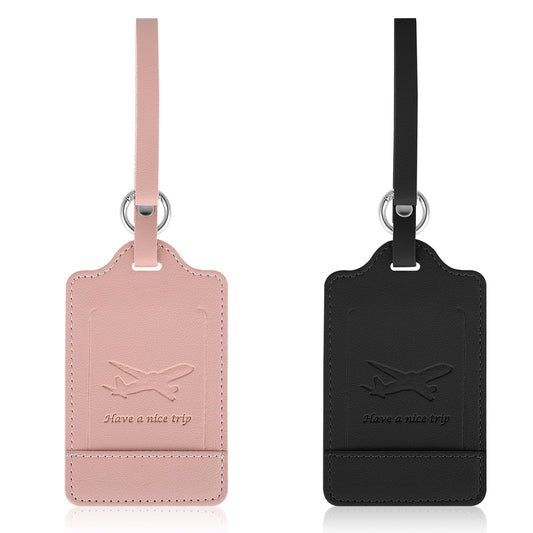 Giantree Luggage Tags, 2/4 Pcs Suitcase Tags with Address Labels PU Travel Suitcase Tags Name Tag ID Label for Business Trip Air Travel Accessories Handbags Backpacks (2)