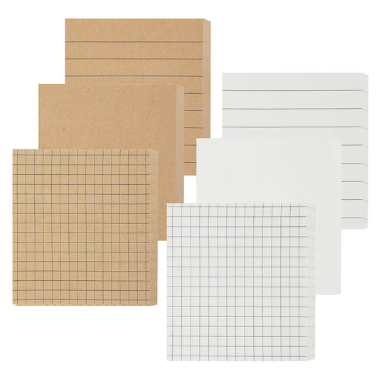 Bewudy 6 Pack Kraft Sticky Notes, 480 Sheets 3x3 Inches Self-Stick Sticky Notes with Line, Kraft Paper Lined Grids Pages Adhesive Memo Sticky Notes, Home Office School Planner Reminder Supplies