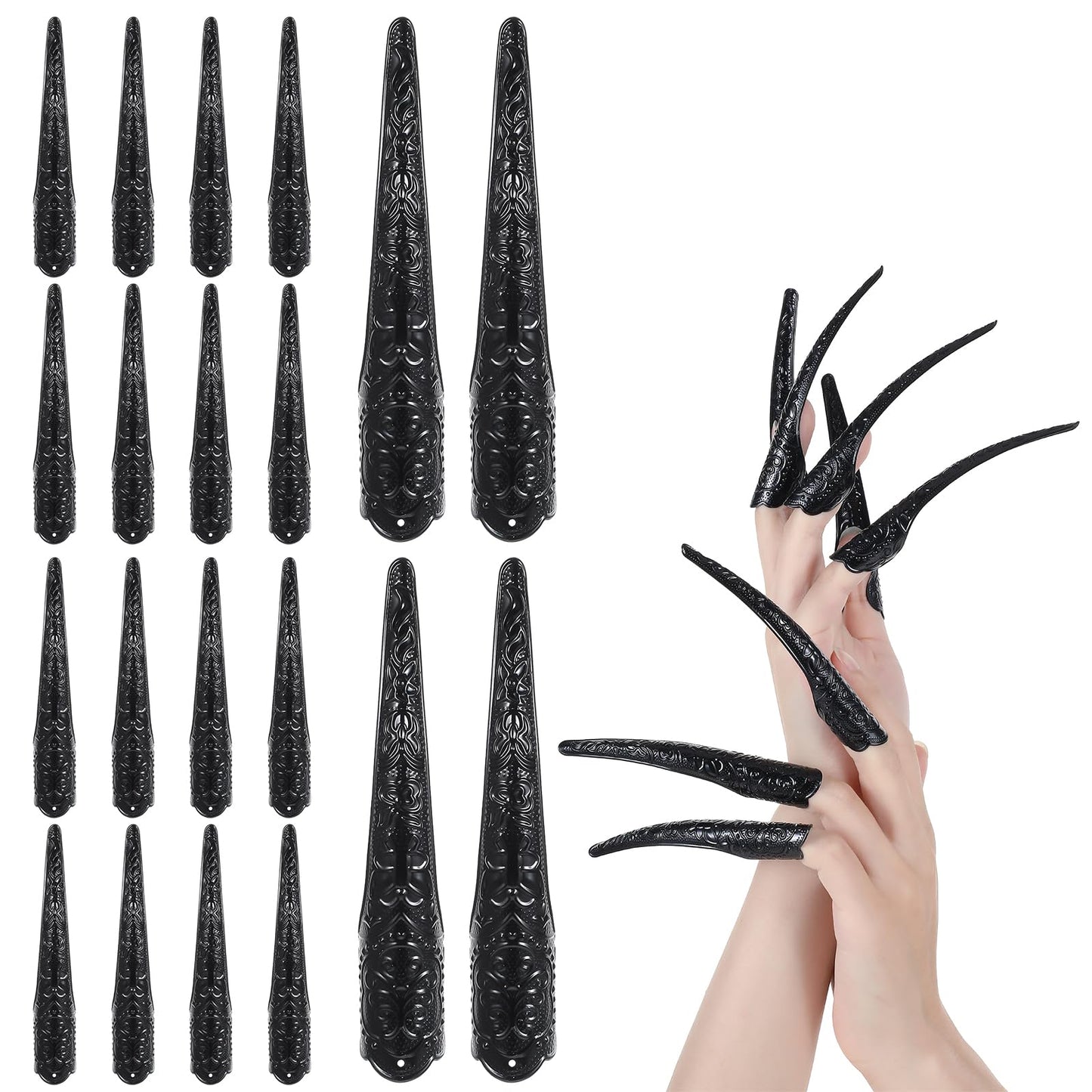 Amabro Halloween Finger Claws, Adjustable Halloween Articulated Fingers Nail Tip Extension Novelty Witch Finger Cat Claw Cosplay Costume Funny Photo Props for Halloween Party Decorations(20 Pack)