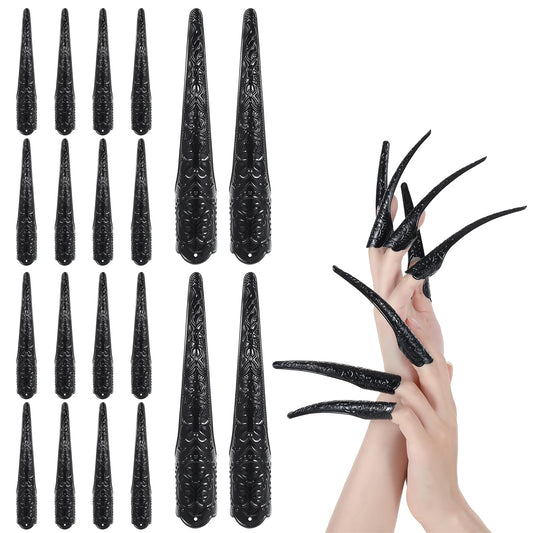 Amabro Halloween Finger Claws, Adjustable Halloween Articulated Fingers Nail Tip Extension Novelty Witch Finger Cat Claw Cosplay Costume Funny Photo Props for Halloween Party Decorations(20 Pack)