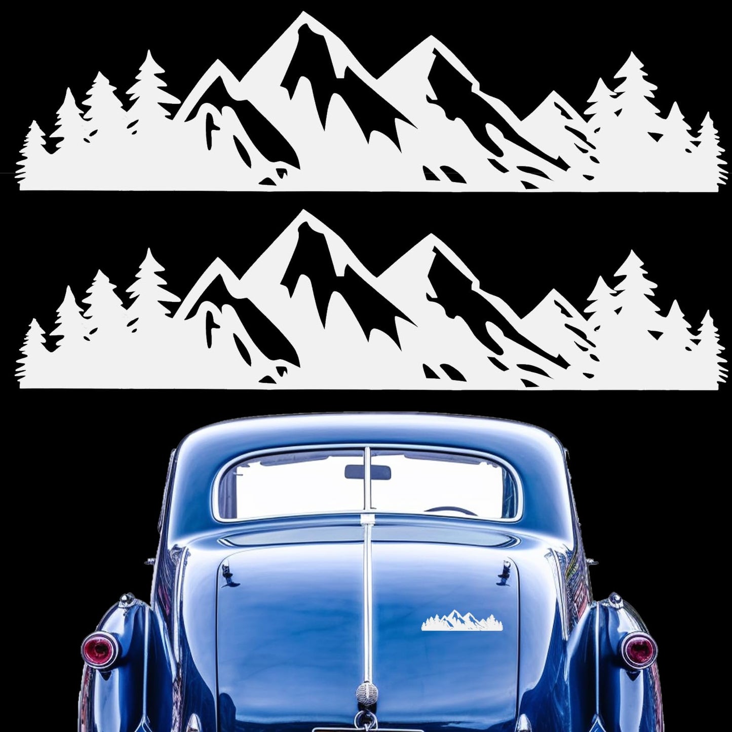 Giantree Vinyl Mountain Decal, 2Pcs Snow Tree Sticker for Trunk Rear Car Exterior Accessories for Laptop Tumblers Cars and Trucks Window Decal Stickers(White,one size)