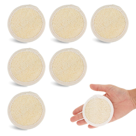 cobee 6 PCS Exfoliating Loofah Sponge Pad Scrubber, Natural Luffa Face Body Scrub Pad Cleaning Makeup Loofa Brush for Women Men Bath Spa Shower