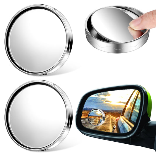 Andibro 2 Pcs Car Blind Spot Mirrors, 2'' Convex Mirror Car, 360° Wide Angle Side Rear View Mirror Car Accessories Blindspot Mirror with ABS Housing for SUV Trucks Motorcycles(Don't Peel Off Film)