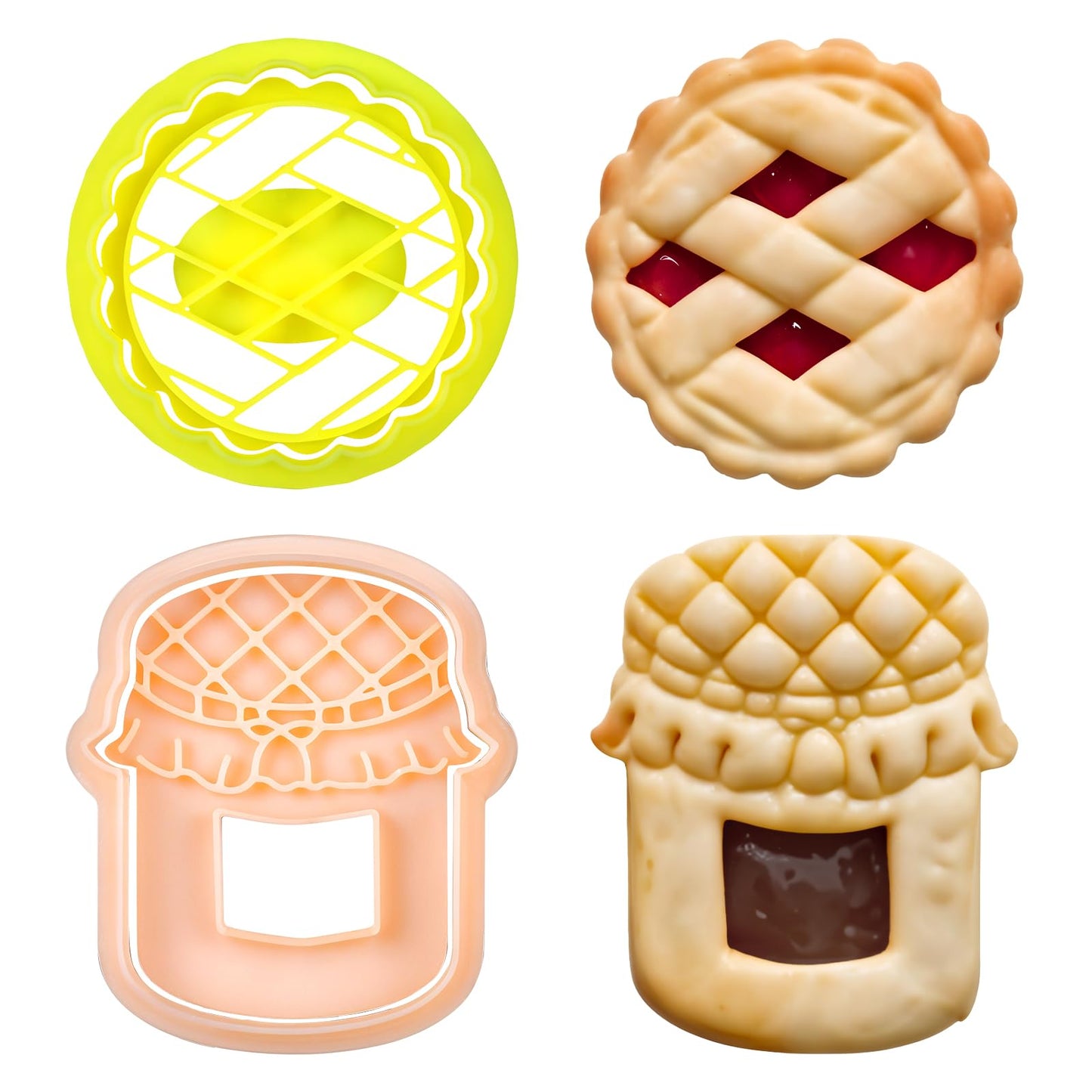 HJZHII 2pcs Funny Cookie Cutters Linzer Cookie Cutters Plastic Cookie Stamps for Cookies Baking Mould Cookies Fondant Jam Cookie Moulds Baking Accessories