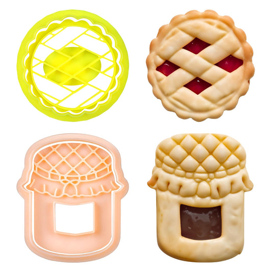 HJZHII 2pcs Funny Cookie Cutters Linzer Cookie Cutters Plastic Cookie Stamps for Cookies Baking Mould Cookies Fondant Jam Cookie Moulds Baking Accessories