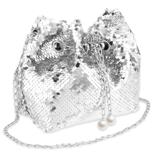 Bewudy Rhinestone Bag for Women Clutch Purse, Rhinestone Crossbody Bag For Women, Crystals Sequin Diamond Evening Bag for Wedding Party Disco(Silver)