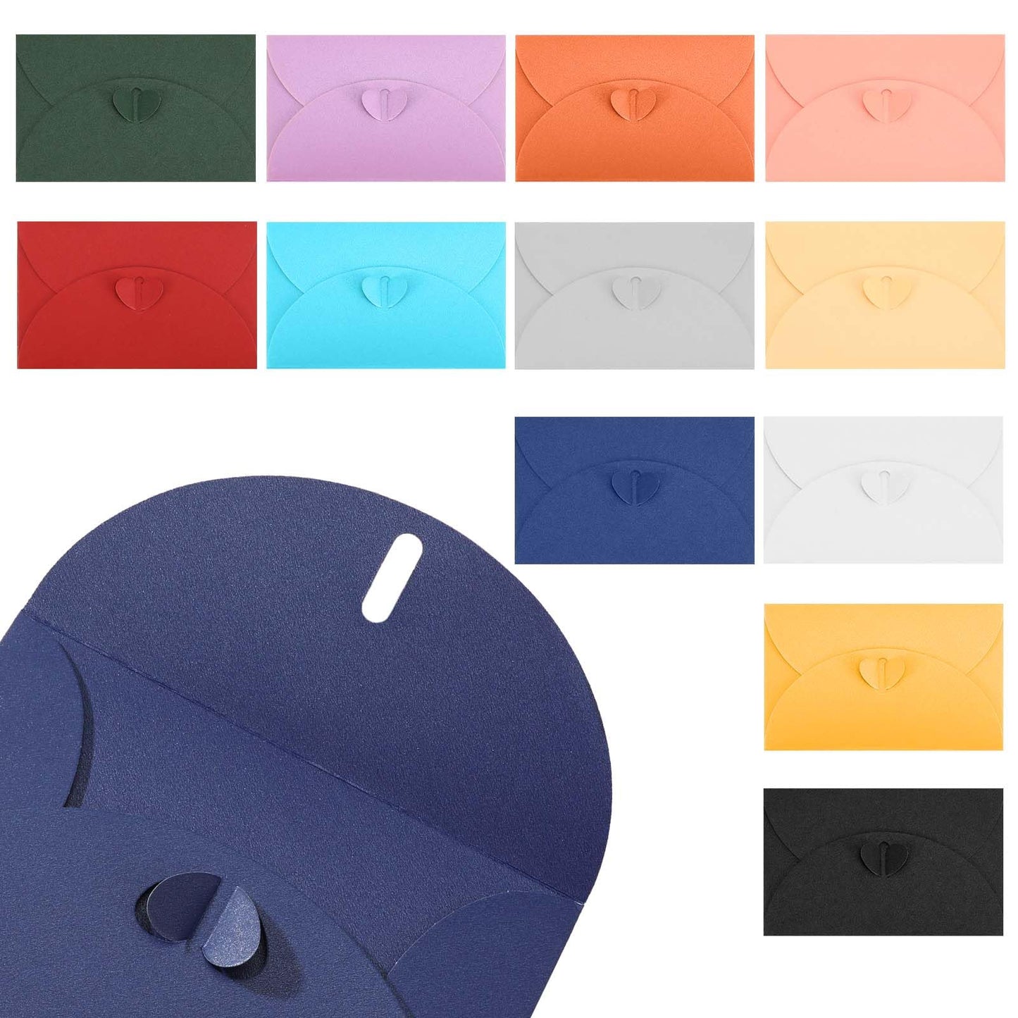 Yuanchu Pack of 12 Retro Kraft Paper Envelopes, Coloured Gift Cards Envelopes with Ribbons, Pearlescent Paper Envelopes, Long Invitation Envelopes for Wedding, Christmas, Thanksgiving Party