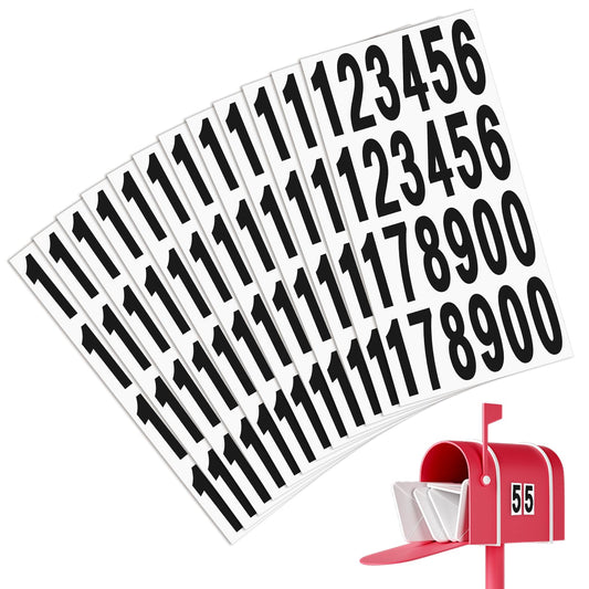 HJZHII 12 Sheets Number Stickers, 2" Self Adhesive Mailbox Numbers Waterproof Vinyl House Number Stickers Black Mail box Numbers Stickers for Outside Residence Address Business Signs