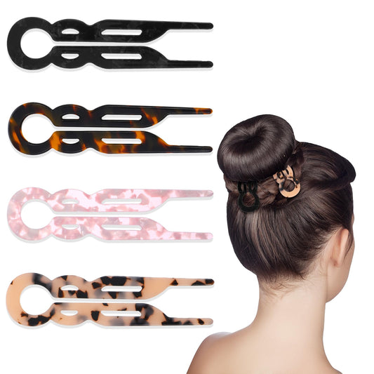 LXUEJIE 4 PCS French Hair Pin for Women, 4 Colors Hair Pins for Majority Hair U-Shaped French Pin Flat Hair Clips Small French Hair Styling Pins Suitable for All Hair Types