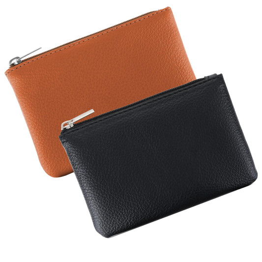 Giantree Small Wallet for Women, Cute PU Lychee Pattern Zipper Coin Pocket Portable Change Wallet Mini Coin Purse for Girl Women Ladies ID Key Headset Lipstick, 2Pcs (Black+Brown)