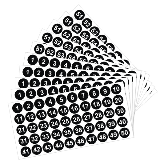 Cobee 1 to 100 Number, Stickers, 500Pcs 10 Sheets Vinyl Number Stickers, Self-Adhesive Waterproof Numbered Stickers Labels Number Inventory Stickers for Inventory Storage Classification(Black, 1 Inch)