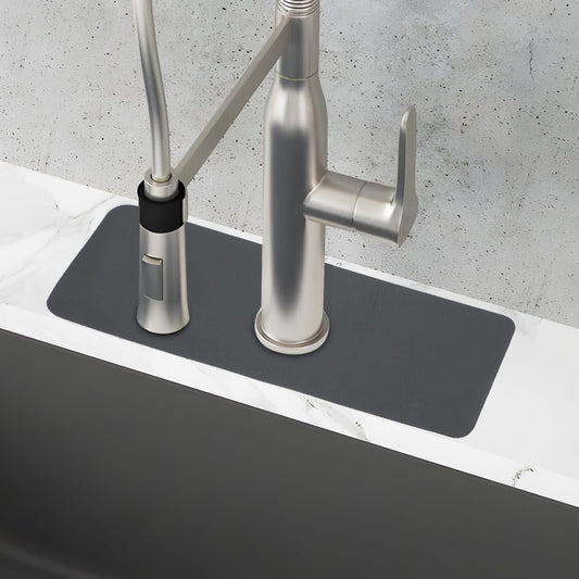 Amaxiu Diatomite Faucet Mat, Cuttable Faucet Absorbent Mat Sink Splash Guard Faucet Mat Fast Drying Water Catcher Behind Faucet Drip Catcher for Bathroom Kitchen Bar RV 15x5.43in(Grey)
