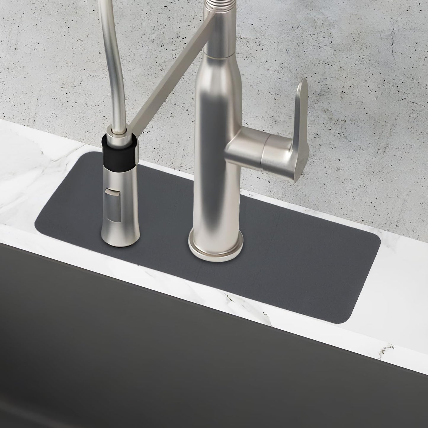 Amaxiu Diatomite Faucet Mat, Cuttable Faucet Absorbent Mat Sink Splash Guard Faucet Mat Fast Drying Water Catcher Behind Faucet Drip Catcher for Bathroom Kitchen Bar RV 15x5.43in(Grey)