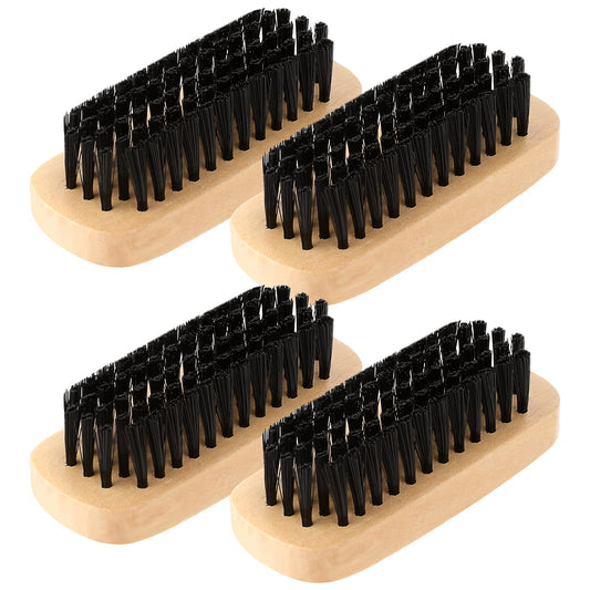 Amaxiu 4Pcs Wooden Nail Brushes, No Slip Fingernails Cleaning Brush Firm Stiff Scrub Bristles Hand Nail Scrubber Fingers Foot Toes Brushes for Men Mechanics Gardeners Scrubbing