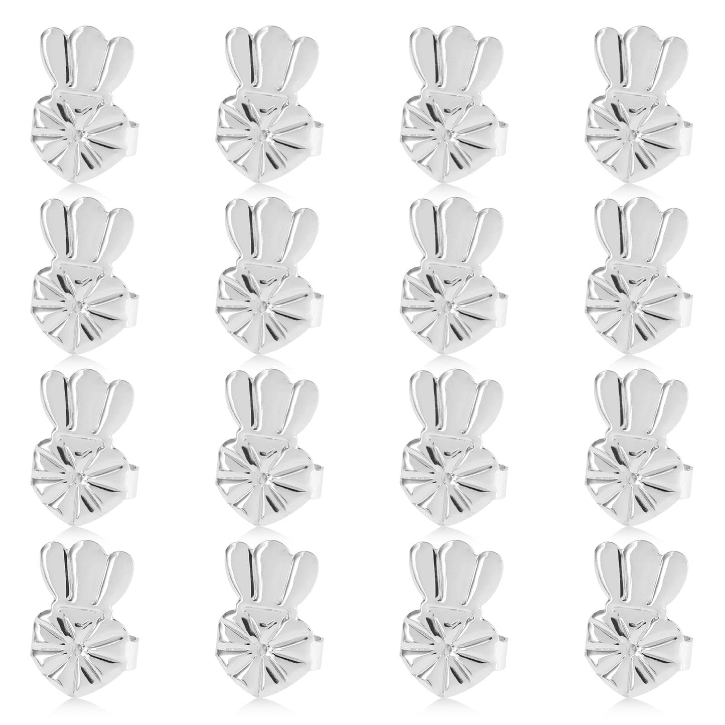 cobee 8 Pairs Earring Lifters, Adjustable Earring Backs for Droopy Ears Hypoallergenic Earring Backs for Studs Heavy Earrings (Silver)