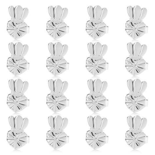 cobee 8 Pairs Earring Lifters, Adjustable Earring Backs for Droopy Ears Hypoallergenic Earring Backs for Studs Heavy Earrings (Silver)