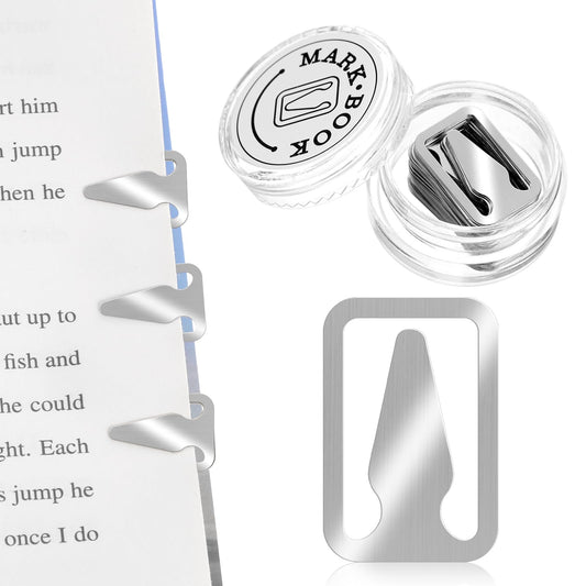 Amabro Book Line Markers, Stainless Steel Bookmarkers Book Page Markers for Book Lovers Mini Metal Bookmarks Gold Silver Mixed Book Marker Clip for Reading Teachers Students Work(50 PCS Silver)