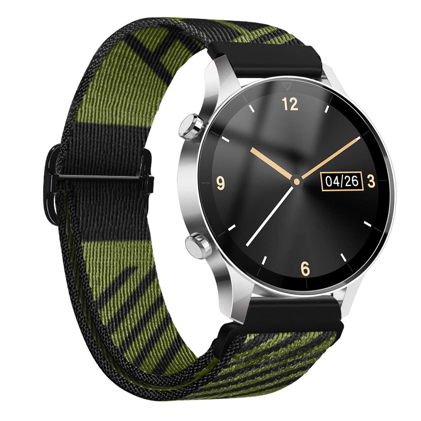 TIESOME Stretchy Nylon Watchband, Adjustable Slide Buckle Watchband Braided Sport Elastic Strap Replacement Wristbands Solo Loop Strap for Watches and Smartwatches (20mm Green)