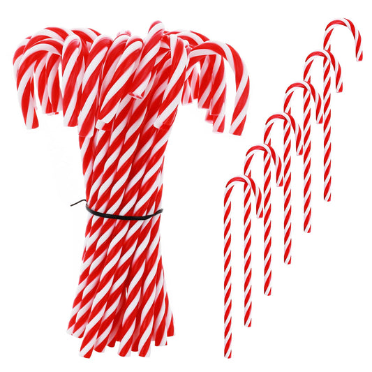 Amaxiu Christmas Plastic Candy Cane, 24pcs Christmas Tree Hanging Ornaments Xmas Candy Cane Crafts Decorations for Holiday Party Indoor Outdoor Decoration Favor, Red with White