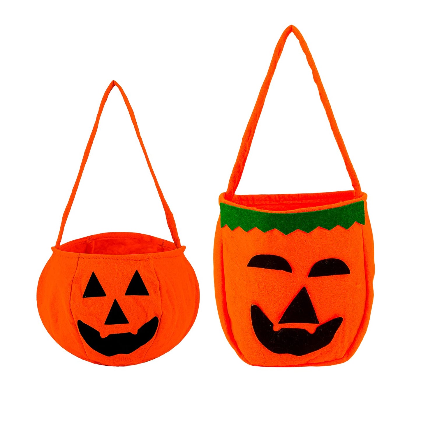 cobee Halloween Trick or Treat Bags, Halloween Candy Bag for Kids Tote Bucket Pumpkin Bag Reusable Candy Bucket for Trick-or-Treating Halloween Party Favor Supplies(2 PCS)