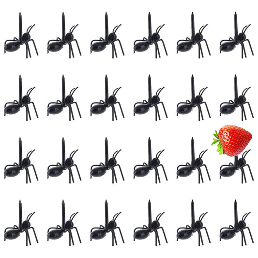 Molain 24pcs Ant Themed Fruit Forks ABS Material, Reusable, Wide Application for Parties, Birthdays, Festivals, Bistro Cocktail Forks for Snack Cake Dessert