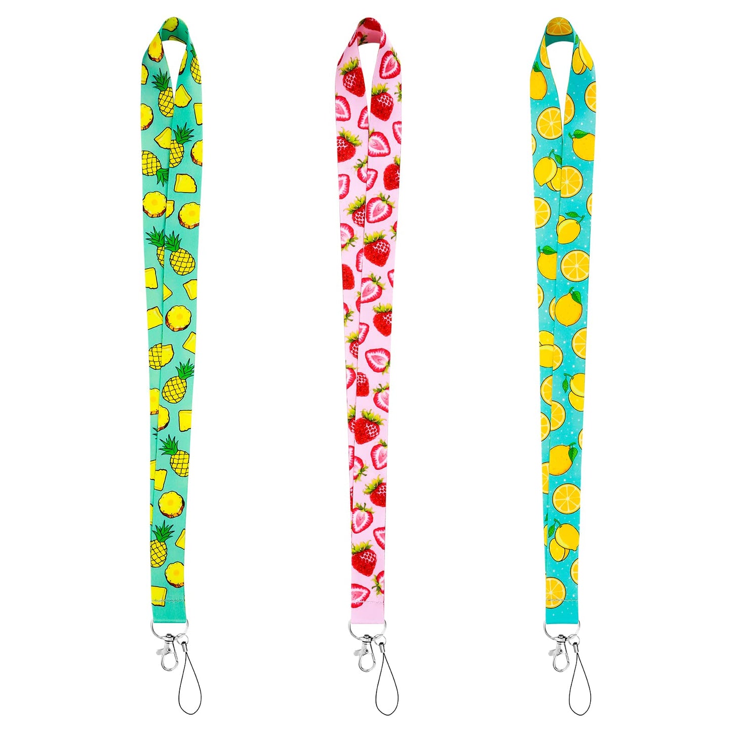 cobee ID Lanyards Strap Badge Lanyards Key Lanyard Cute Pattern Lanyard for Phone, Bag, ID Card Holder Keychain Lanyard for Women, Men, Kids(3 Pcs, Fruit Print Series Lanyard)