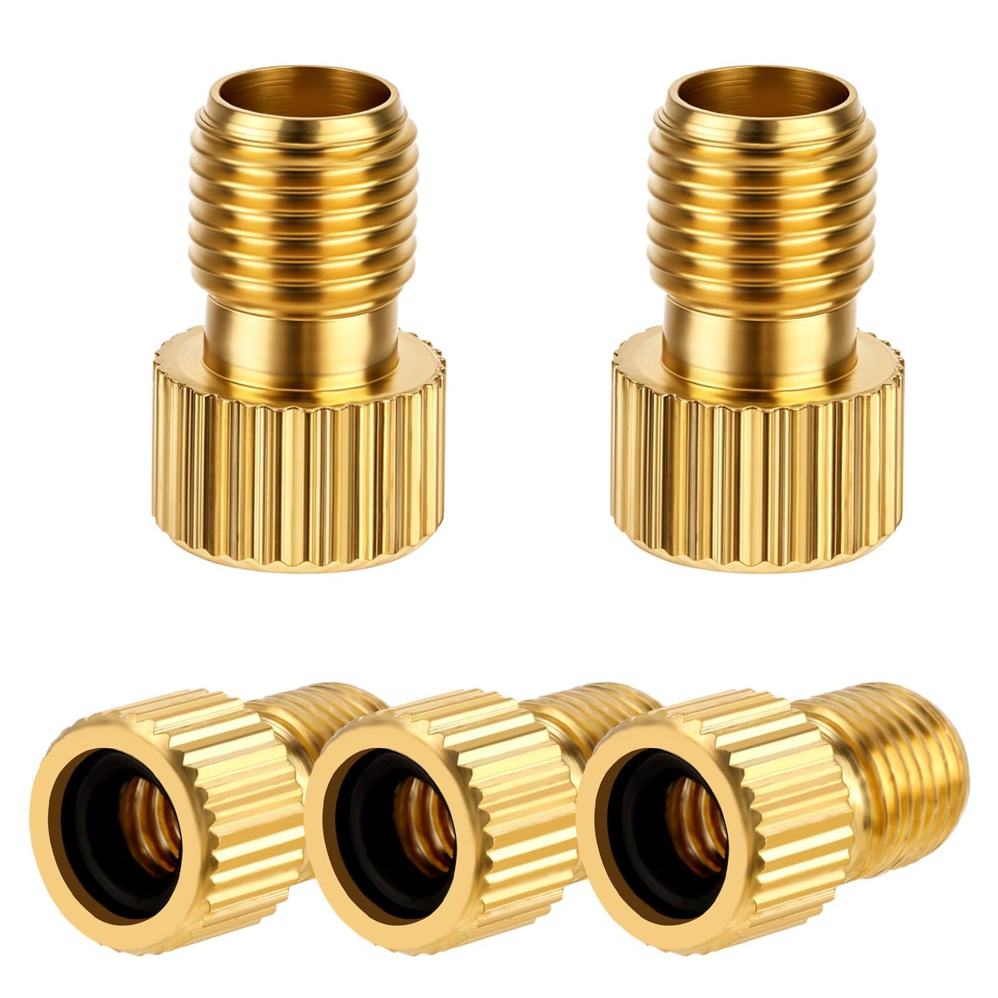Giantree Brass Presta Valve Adapter, 5 Pack Presta Valve Adapter to Convert Presta to Schrader for Bikes and Inflate Tires with Standard Bicycle Pump or Air Compressor for Bikes Motocycle and Cars(5)