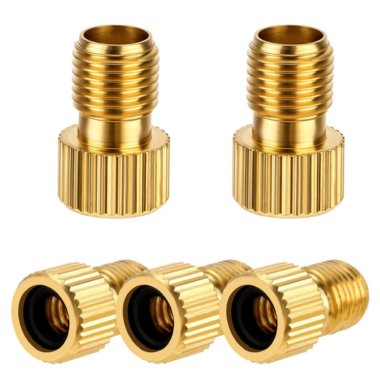 Giantree Brass Presta Valve Adapter, 5 Pack Presta Valve Adapter to Convert Presta to Schrader for Bikes and Inflate Tires with Standard Bicycle Pump or Air Compressor for Bikes Motocycle and Cars(5)
