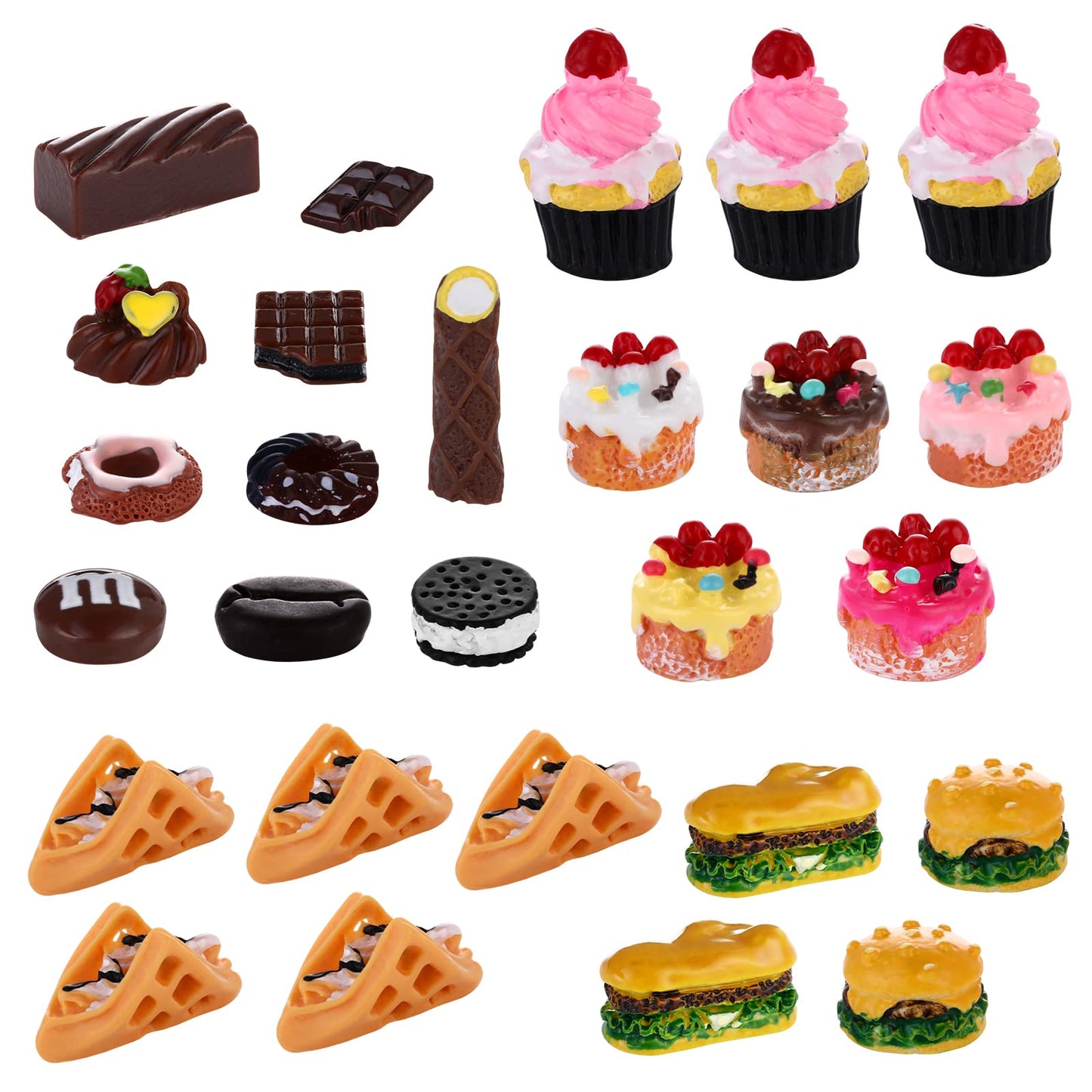 cobee Dollhouse Miniature Food Set, 27 Pieces Mini Doll house Food Toys Dollhouse Kitchen Play Accessories Mini Play Resin Food for Cooking Game Party Doll House Landscape Party