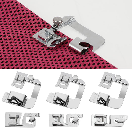 cobee 6PCS Narrow Wide Rolled Hem Presser Foot Kit, Multifunctional Sewing Machine Feet, Hemming Foot Kit Hemmer Foot Presser Foot for Domestic Sewing Machines