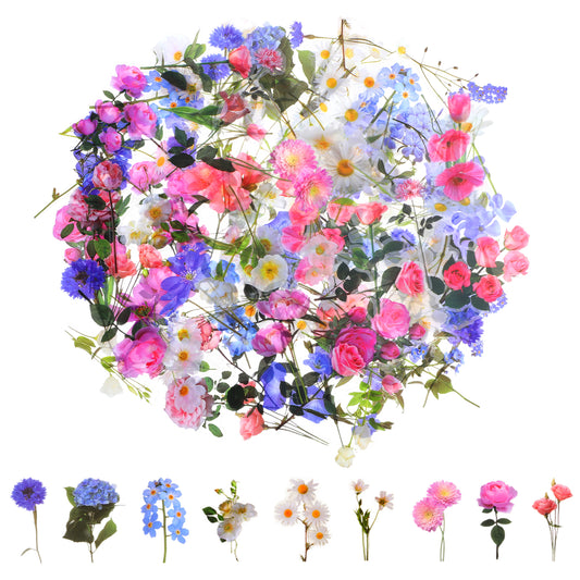JIYIN 120Pcs Flower Stickers for Scrapbooking, Vintage Floral Stickers PET Nature Plant Stickers Colorful Wildflower Sticker Pressed Flower Stickers for Journaling Junk Journal Scrapbook (1, Color 1)