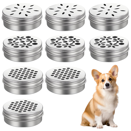 HJZHII 9 Pcs Dog Training Scent Tins, Dog Scent Work Tins Dog Skent Work Containers Fragrance Training Box for Dogs Dog Fragrance Nose Odour Container Smell Aluminum Cans with Lids