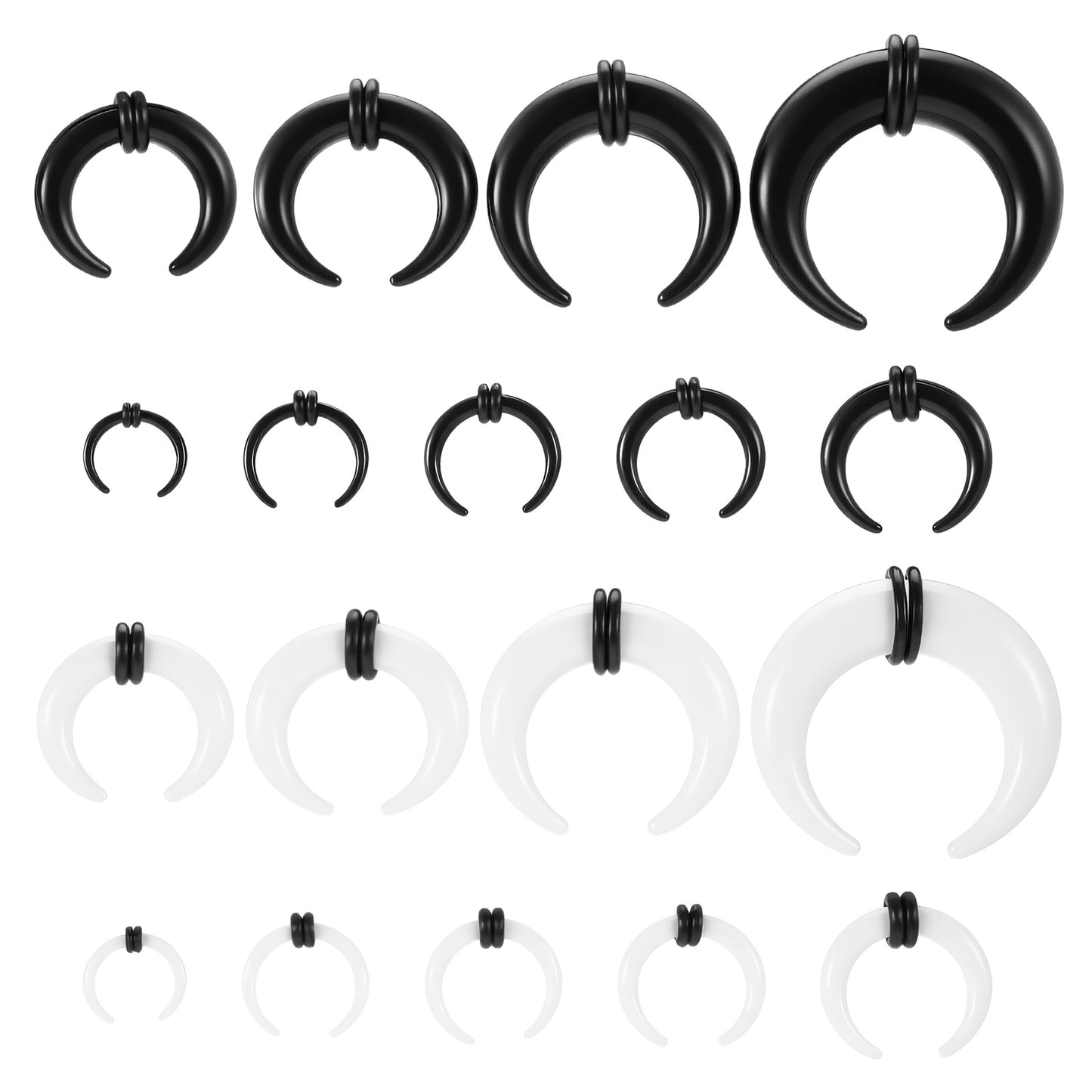 TIESOME 18Pcs Acrylic Septum Pincher Tapers C Shape Horseshoe Buffalo Stretcher Expander Rings, Nose Ear Piercing Stretching Kit, Size 14G to 00G