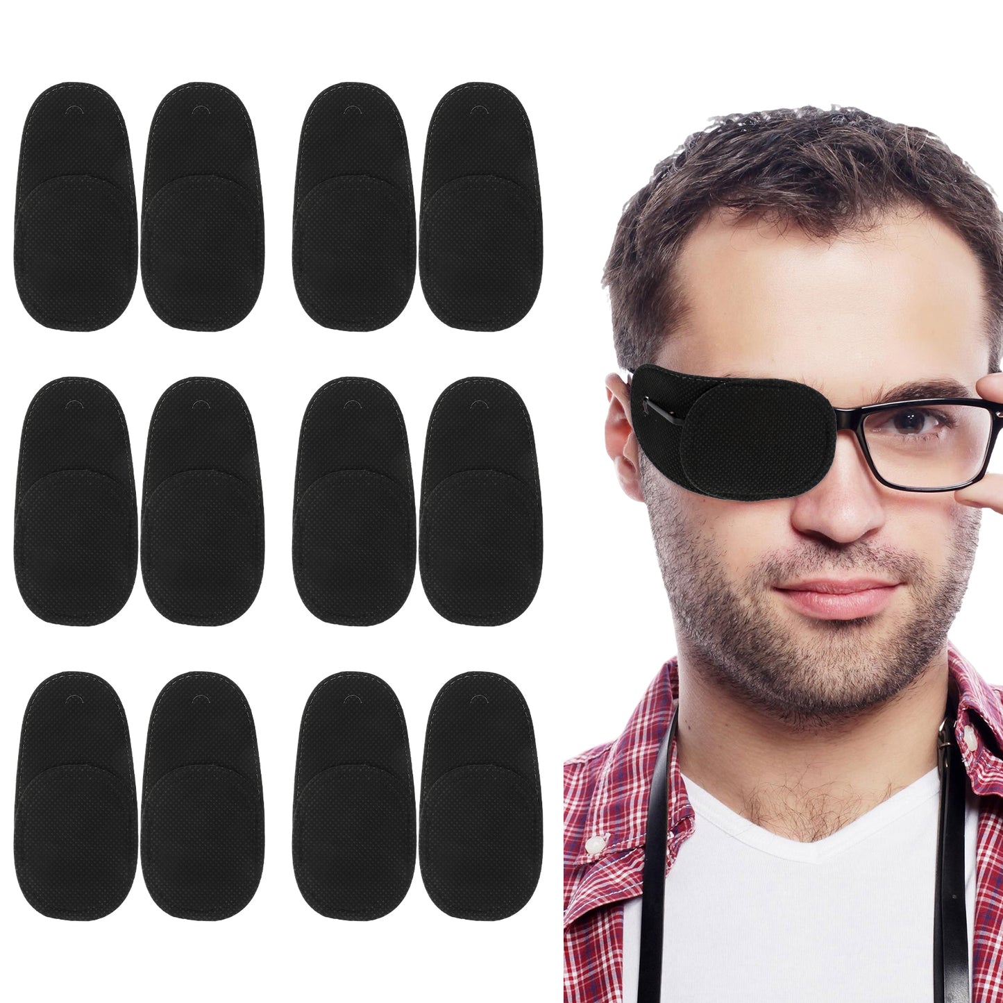 Giantree 12 Pcs Eye Patches for Adults, Reusable Comfortable Left or Right Single Eye Patch, Professional Medical One Eye Cover Lazy Eye Patch for Treating Lazy Amblyopia Strabismus After Surgery(12)