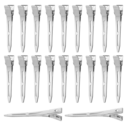Jiyin 20/40 Pieces Duckbill Hair Clips, 5.5 Cm Silver Hair Clips Alligator Clips Metal Hair Clips Sectioning Clips Metal Hair Clips Hairdressing Supplies(20 Count)