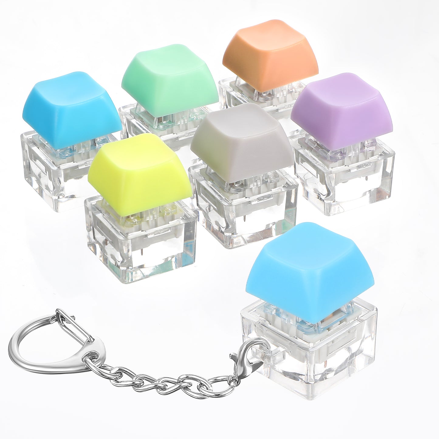 MBAIYO 6 Pack Keyboard Fidget Toy, Keyboard Fidget Keychain Keyboards Decompression Button Finger Clicker Toys Button Squeeze Toys Finger Toys for Office Pass the Time Stress Relief Gifts for Adult