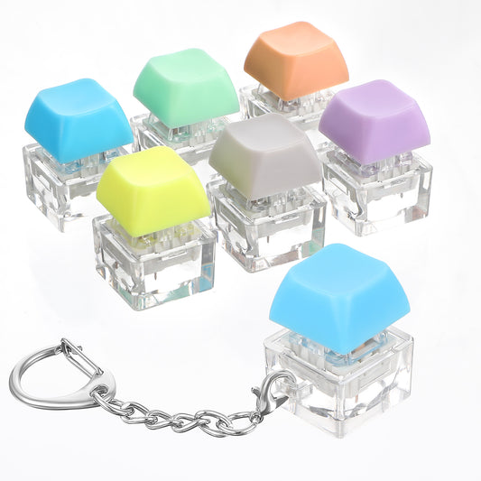 MBAIYO 6 Pack Keyboard Fidget Toy, Keyboard Fidget Keychain Keyboards Decompression Button Finger Clicker Toys Button Squeeze Toys Finger Toys for Office Pass the Time Stress Relief Gifts for Adult