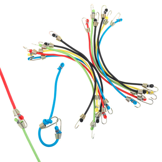JIYIN 12 Pack Mini Bungee Cords With Hooks, Small Bungee Cords With Hooks For Hanging Ornaments Heavy Duty Outdoor Rubber Bungee Cords Multicolor Short Elastic Bungee Cords For Outdoor Camping(Smooth)