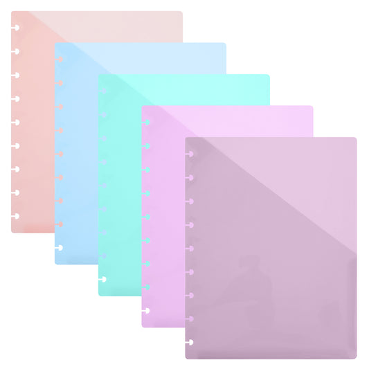 HJZHII 5Pcs Discbound Dividers with Pockets, 7x9.25 inch Discbound Notebook Dividers 9 Disc Bound Planner Inserts Pocket Plastic Index Dividers for Folder Binder Office School