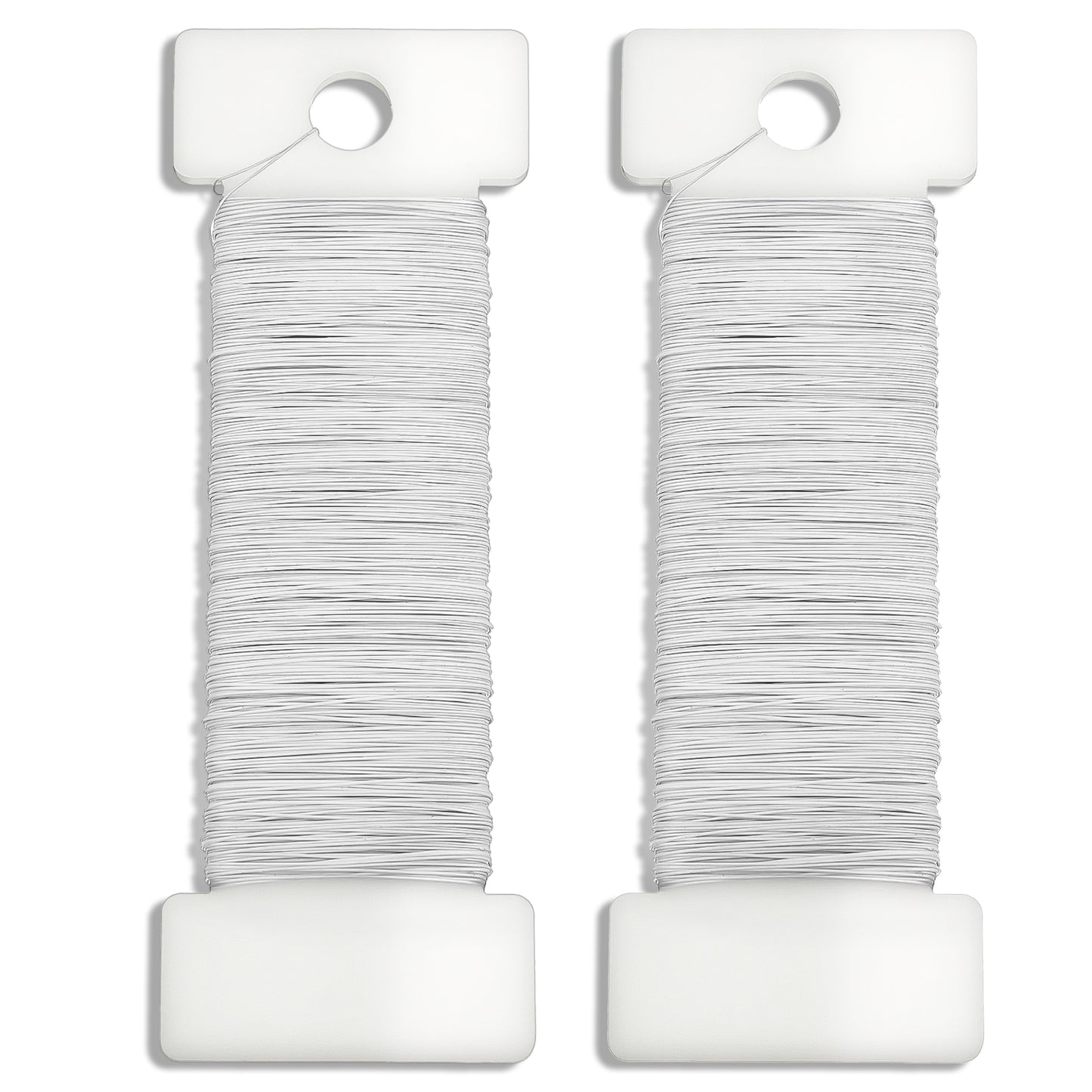 TIESOME Floral Wire White, 2 Pack 38 Yards (114 Ft) 0.35mm Round Metal Craft Wires, Flexible Thin Wreath & Flower Wire for Ornaments, Ribbon Making, Bows, DIY