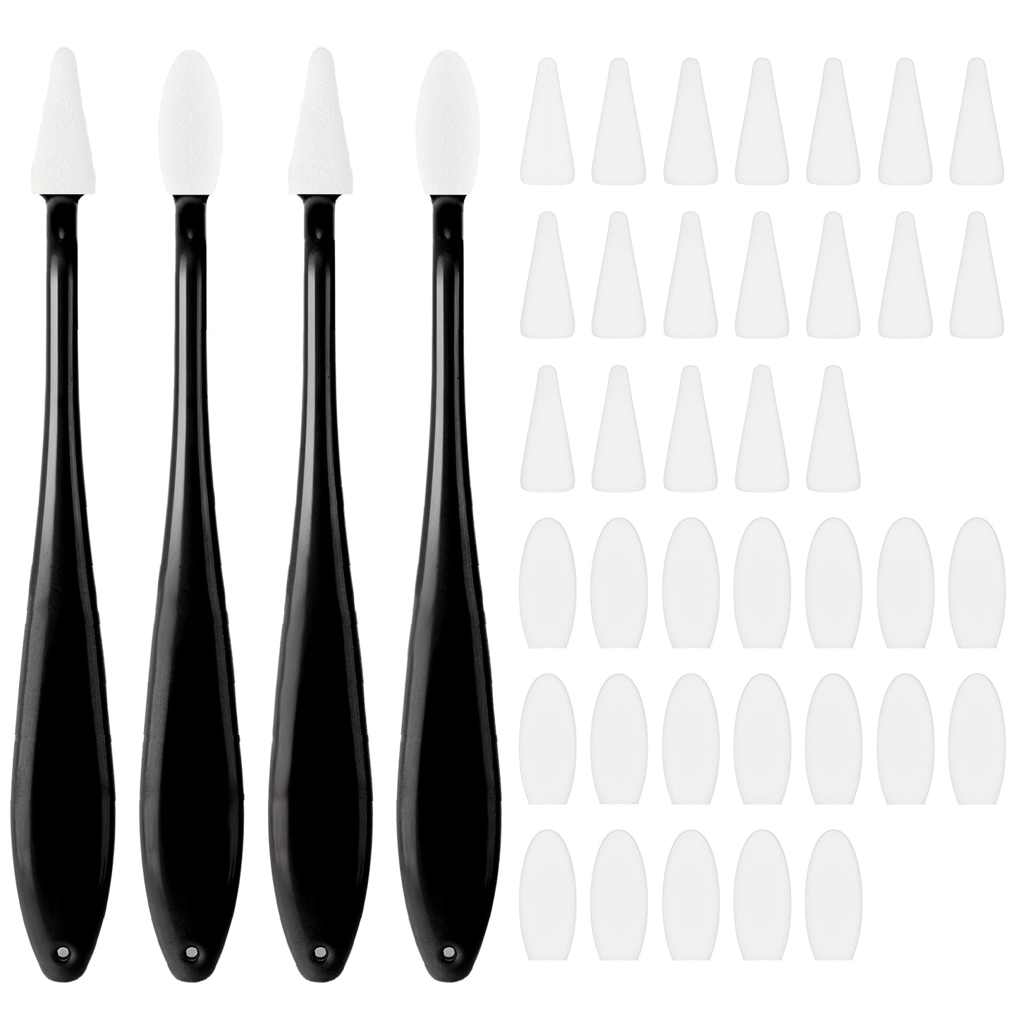 HJZHII 4 Pcs Paper Art Blending Blenders Stumps with 40 Pcs Replacement Sponge Wipes, Sketch Trimmer Erase Sponge Wiper Tools for Highlighting Shadowing Correcting Charcoal Drawing(Black)