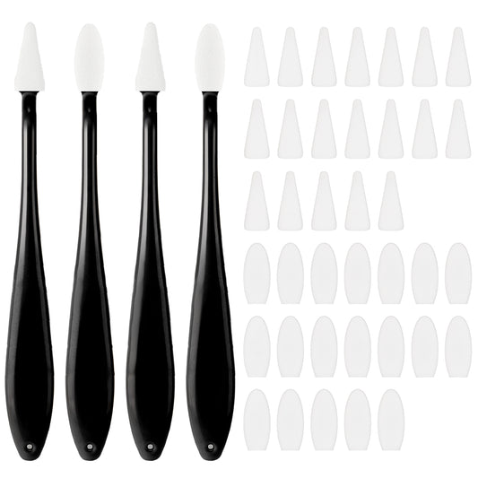 HJZHII 4 Pcs Paper Art Blending Blenders Stumps with 40 Pcs Replacement Sponge Wipes, Sketch Trimmer Erase Sponge Wiper Tools for Highlighting Shadowing Correcting Charcoal Drawing(Black)