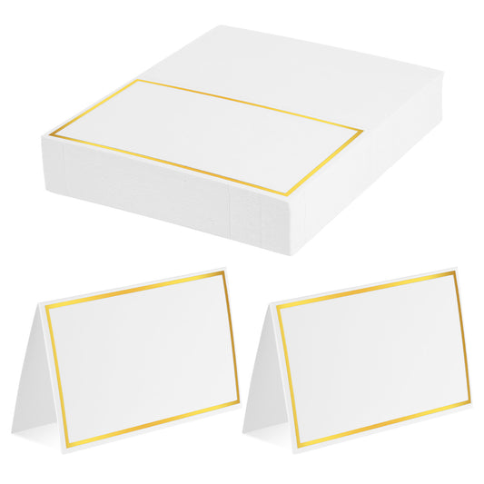 cobee 50Pcs Table Name Cards, Place Card for Table Setting, Place Cards with Gold Foil Food Labels for Party Buffet, Wedding Places for Weddings, Banquets Dinner Parties
