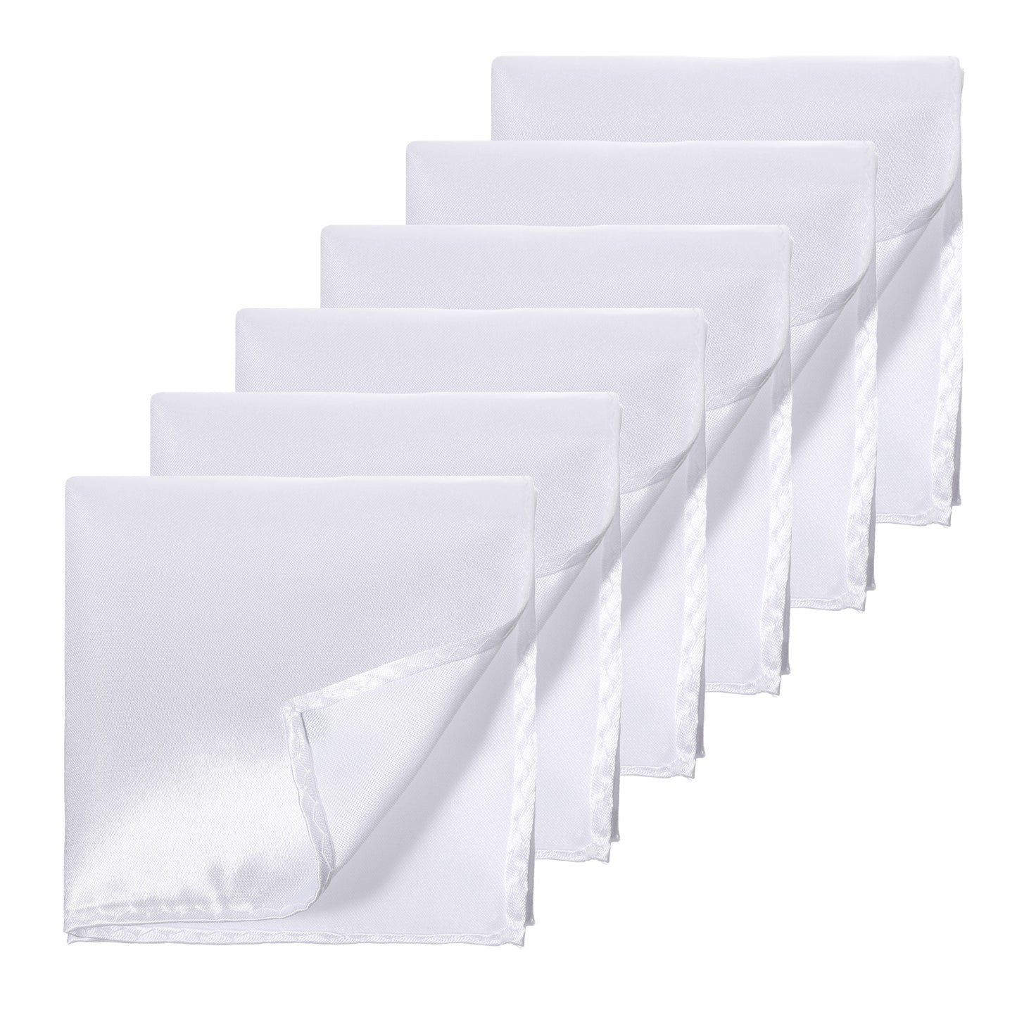 6Pcs Satin Pocket Square for Men, Suit Handkerchief Solid Handkerchief for Men Business Wedding Christmas Gifts(White)