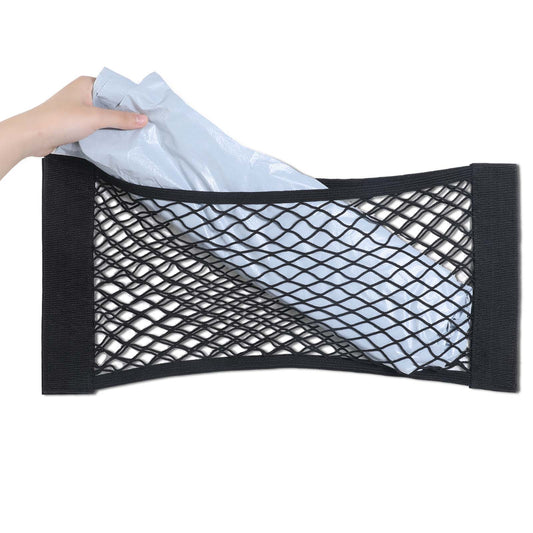 Molain Large Trash Bag Holder for Grocery Bags, Elastic Mesh Storage Net Grocery Bag Organizer for Aluminum Foil, Trash Bag, Shopping Bag Car-Net Pocket Home and Wall Mounted