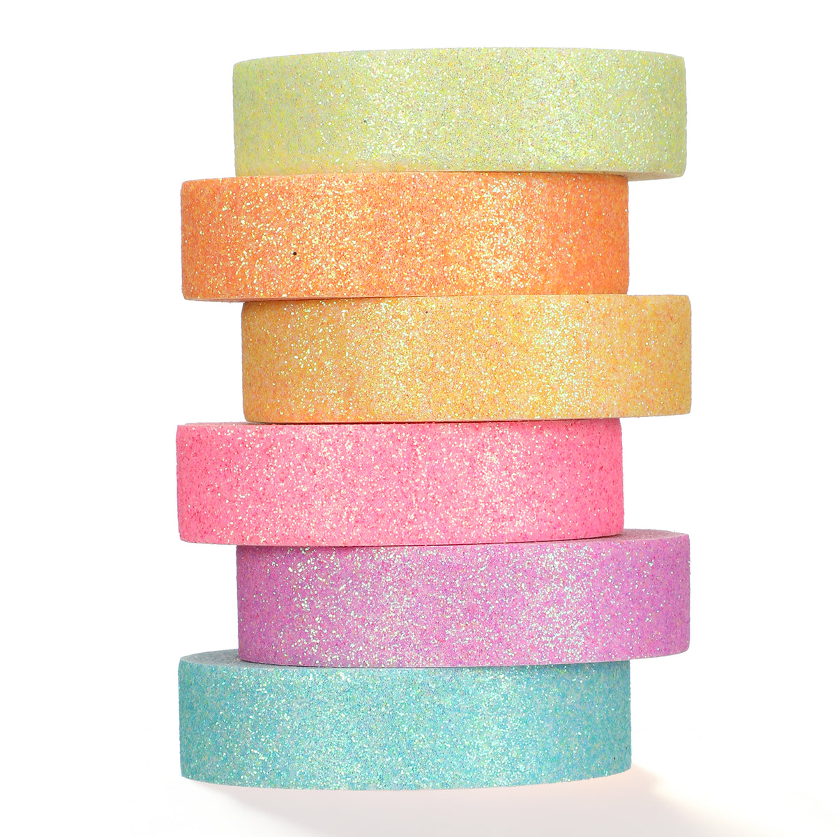 Amaxiu 6 Rolls Glitter Washi Tape Set, Macaron Decorative Masking Tape
