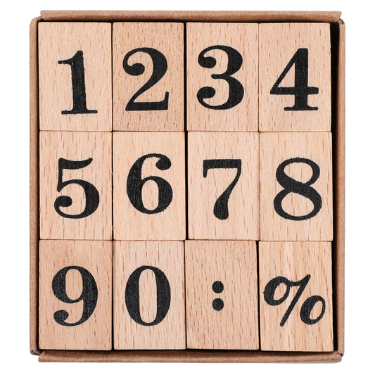BOHUIZ Wooden Number Rubber Stamps, 12Pcs 0-9 Mini Number Stamps Decorative Multipurpose Wood Mounted Rubber Stamp for DIY Craft Card and Photo Album, Letter Number Stamps, Scrapbooking Envelope